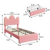 Full Platform Bed for Kids, Adjustable Boucle Headboard, Storage Drawer, Lamb Fleece Upholstery, Wooden Slats, No Box Spring, Pink - 2 of 4