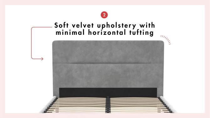 Westerleigh Upholstered Platform Bed with Minimalist Tufted Headboard Light Gray - CosmoLiving by Cosmopolitan, 2 of 12, play video