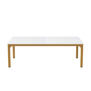 Lirago White 78" Rectangular Dining Table E1 Particle Board Metal Frame 27.5x78.7x29.5 6-8 Seater Kitchen Table - 1 of 4