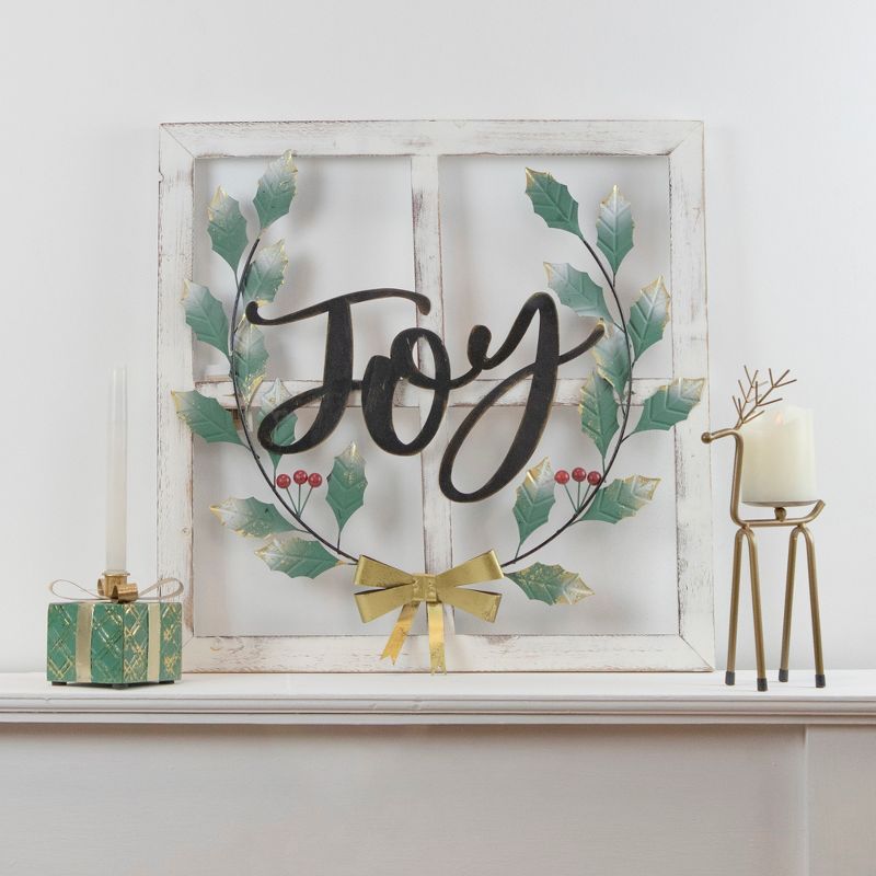 Northlight 23.75" Joy Window Frame with Holly Christmas Wall Sign, 2 of 6