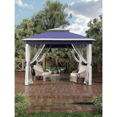 11''X11'' Metal Gazebo, Outdoor Gazebo, with 4 Pieces Mosquito Netting & Zipper Door, Water & UV Resistant