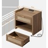 Mid-Century Modern Wicker Nightstand, Boho Bedside Table with Type-c Charging Station, 1 Drawer & Open Compartment for Bedroom - 4 of 4