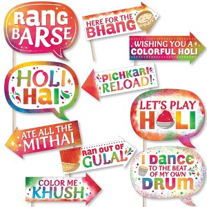 Big Dot of Happiness Funny Holi Hai - Festival of Colors Party Photo Booth Props Kit - 10 Piece - 1 of 4