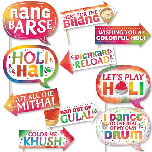 Big Dot of Happiness Funny Holi Hai - Festival of Colors Party Photo Booth Props Kit - 10 Piece - image 1 of 4