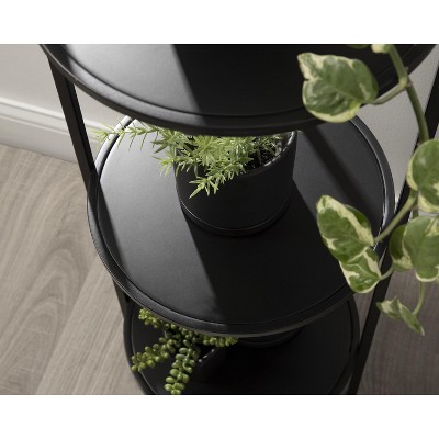 Almatt Black Metal 3-Tier Plant Stand with Round Platforms