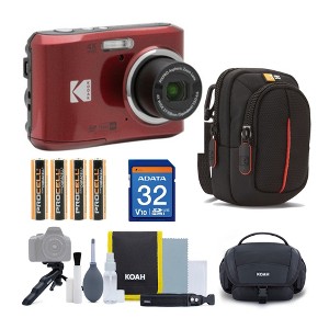 Kodak PIXPRO FZ45 Friendly Zoom Digital Camera (Red) with SD Card, Case Bundle - 1 of 4