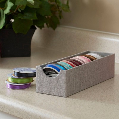Silver Narrow Cardboard and Polyester Drawer Organizer