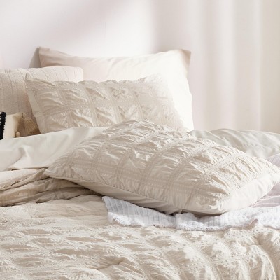 Bedsure 7 Pcs Plaid Seersucker Bedding Set Queen Size Beige — фото 4