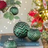 TopComfy Decorative Object Glass Christmas Ball Ornaments Modern Aluminium Accents Set for Holiday Decor, Green, 3.9"*3.9"*3.9" - 4 of 4