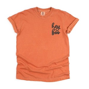 Simply Sage Market Women's Embroidered Hey Boo Mini Short Sleeve Garment Dyed Tee - 1 of 4