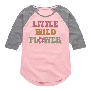 Girls' - Instant Message - Little Wildflower Shirt Tail Raglan Graphic T-shirt - 1 of 4
