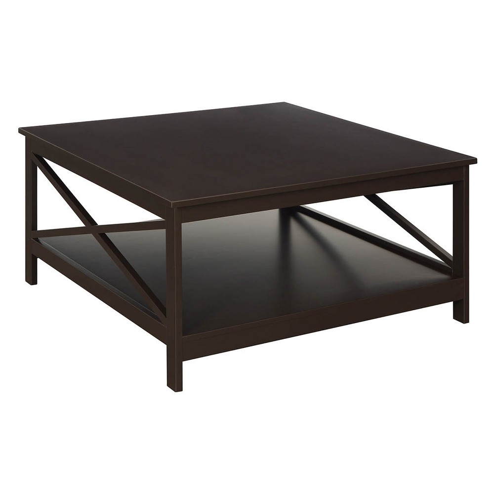 36" Oxford Square Coffee Table Espresso - Breighton Home: Spacious, with Lower Shelf