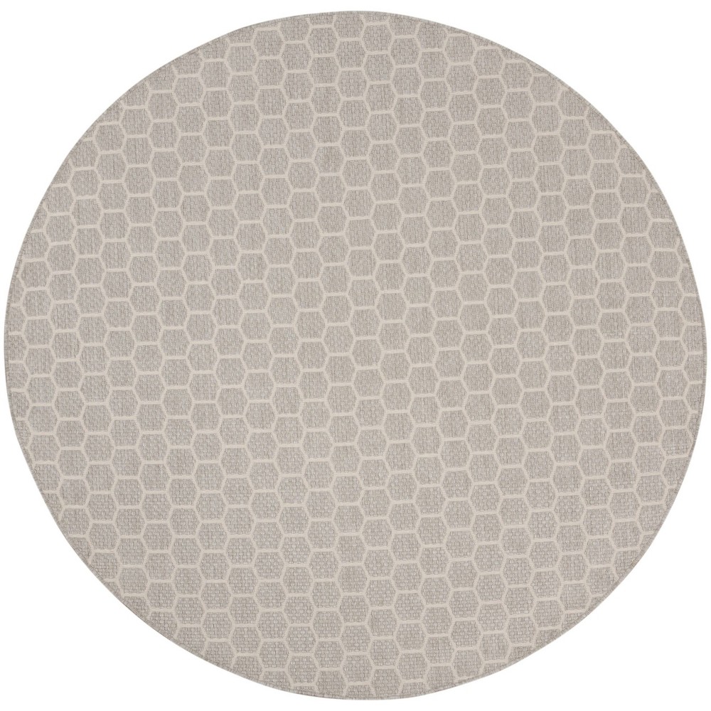 Photos - Doormat Nourison 8' Reversible Basics Round Woven Indoor/Outdoor Area Rug Gray 