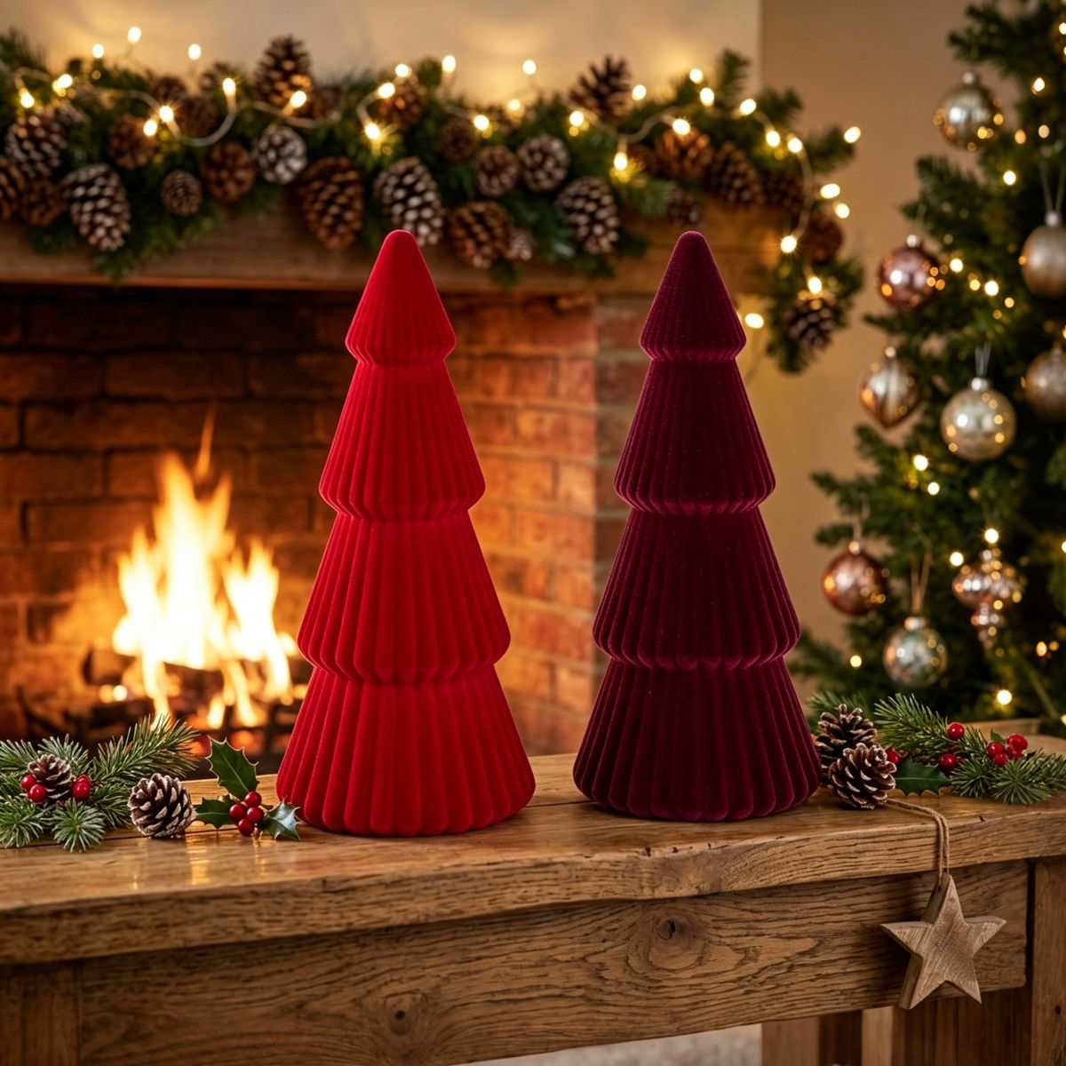 Saro Lifestyle Velvet Christmas Tree Decor - Soft Plush Tabletop Holiday Accent - thumbnail 3
