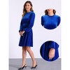 Allegra K Women's Velvet Smocked Waistline Long Sleeve Wedding Guest Dress - 2 of 4