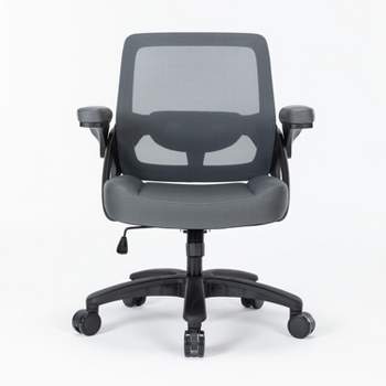 40''Big and Tall Office Chair with Flip-up Arms, Mesh Heavy Duty Computer Chair Desk Chair Wide Seat, Executive Swivel Task Rolling Chair-The Pop Home