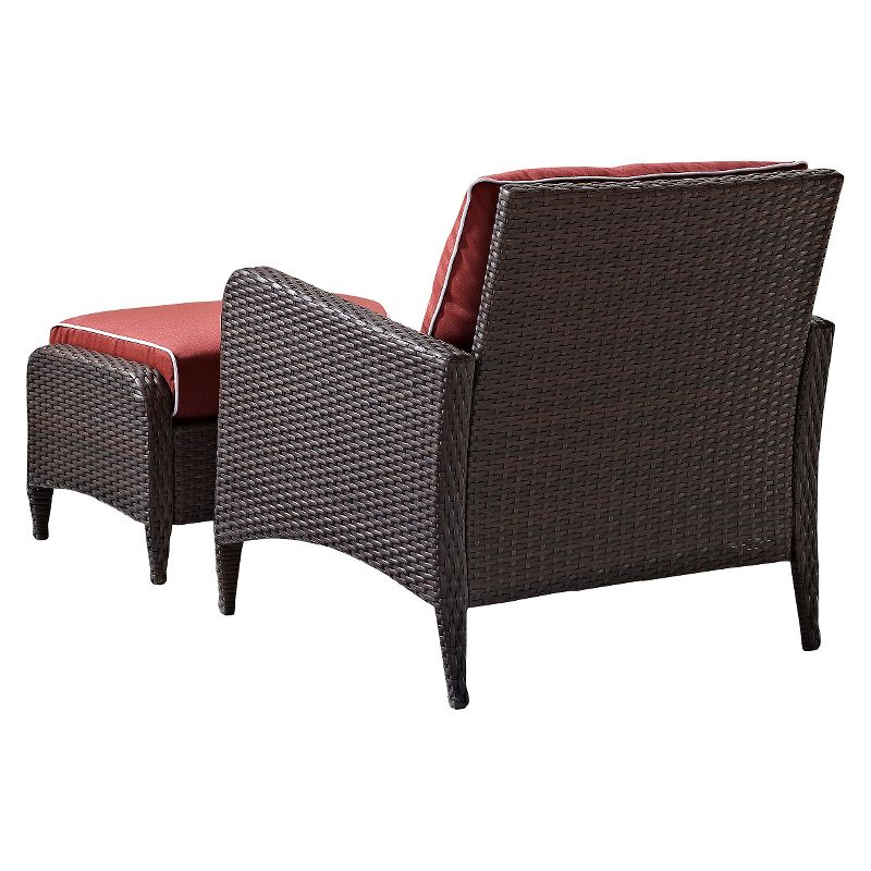 Kiawah 2pc Wicker Patio Chair with Ottoman Seating Set - Crosley, 4 of 12