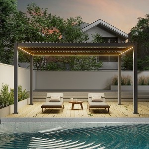 Sonkuki 10×13ft Aluminum Patio Pergola with LED Solar Panel - 1 of 4