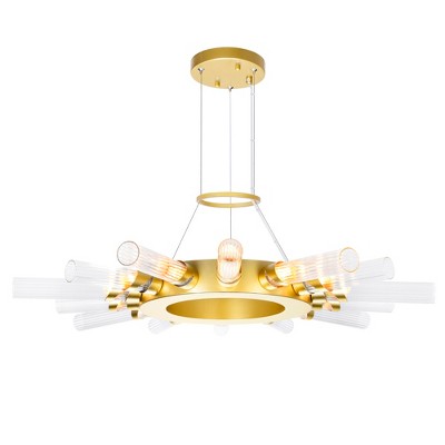 CWI Lighting Collar 14 Light Chandelier With Satin Gold Finish