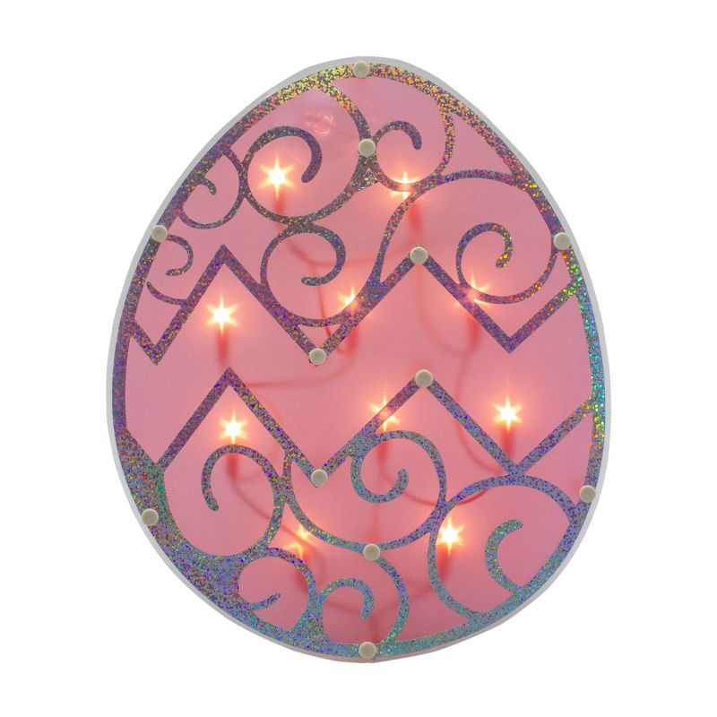 Northlight Lighted Easter Egg Window Silhouette Decoration - 12" - Pink, 1 of 6