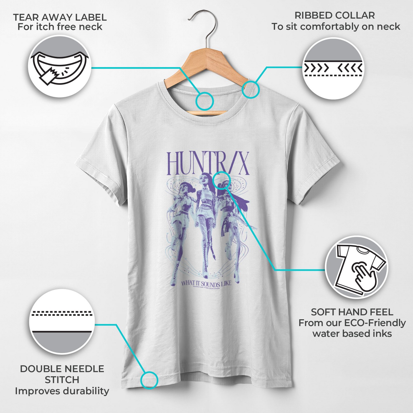 Футболка KPop Demon Hunters What It Sound Like T Shirt - White для девочек, цвет: Белый — фото 3