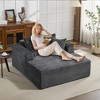 54.3" Oversized Chaise Lounge Indoor, Wide Boneless Corduroy Loveseat with 4 Pillows, Comfy Fluffy Reading Couch - 2 of 4