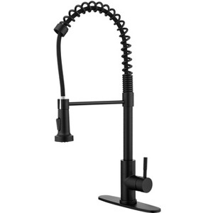 DOMETOUR Spring kitchen faucet with pull-out sprayer, stainless steel single handle single hole kitchen sink faucet - 1 of 4