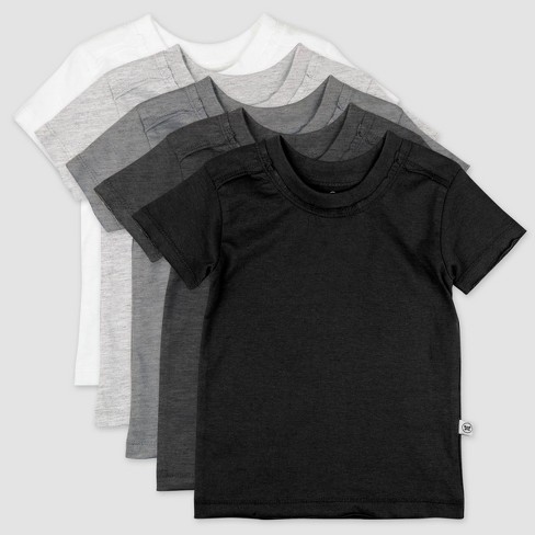 Baby Organic Cotton Tops 3 Pack - Black / Grey / White