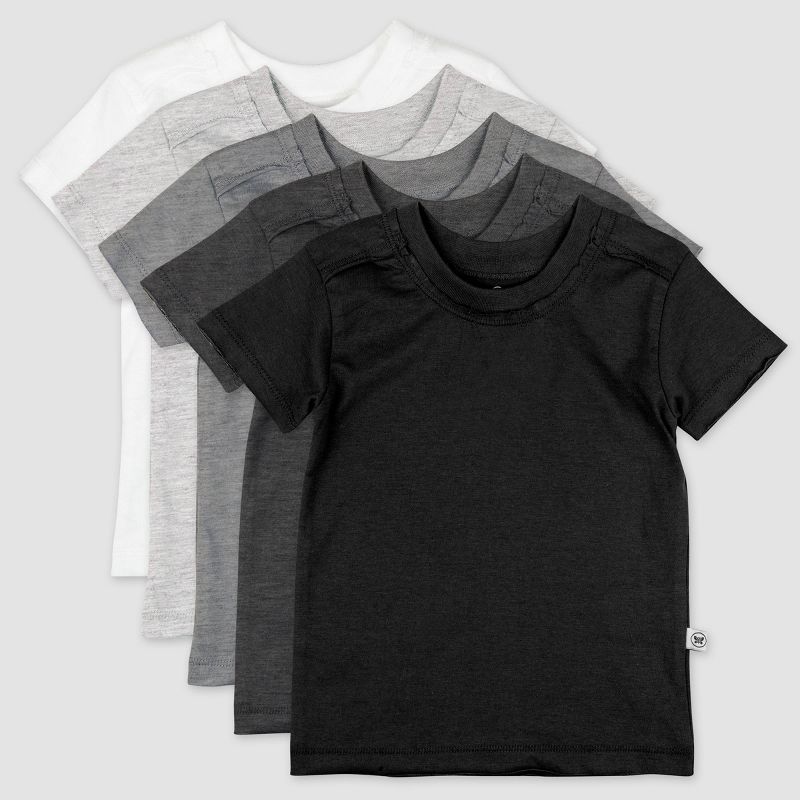Honest Baby Boys' 5pk Organic Cotton Short Sleeve T-Shirt - Gray, 1 of 6