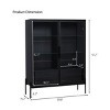 Syemin Decorative Storage Cabinets Freestanding Display Cabinet with Glass Doors, Accent Cabinet with Adjustable Shelves, Black, 39.8"*15.7"*51.2" - 3 of 4
