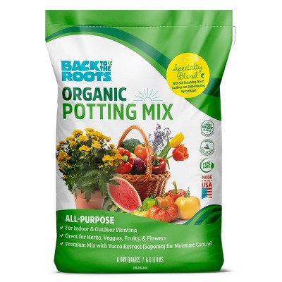 Back To The Roots 25.7qt Organic Potting Mix Premium Blend All Purpose ...