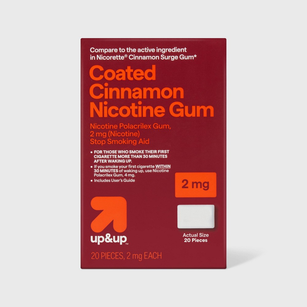 Coated Nicotine 2mg Gum Stop Smoking Aid - Cinnamon - 20ct - up&up™