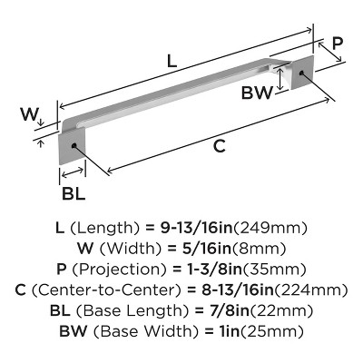 Polished Chrome 9.8 Inch Cabinet Bar Pull with Mounting Hardware