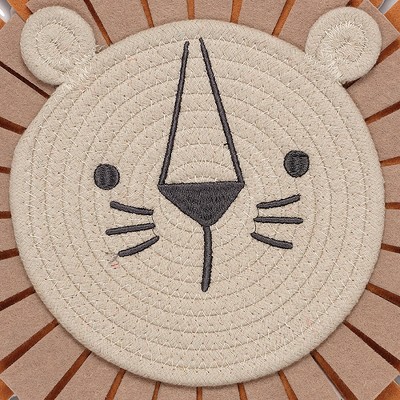 Earth Tone Cotton Blend Yarn and Felt Lion Wall Decor Set