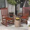 Aghana Digitals 2-Piece Poplar Wood Outdoor Rocking Chair Set with Slatted Seat, High Back, Curved - 3 of 4