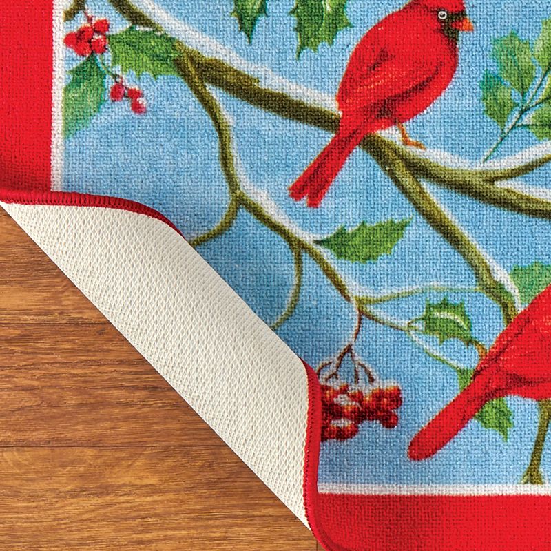 Collections Etc Cardinals On Branch Winter Holly Printed Accent Rug, 3 of 4