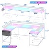 78.8" U Shaped Computer Desk with Power Outlets, USB Ports, LED Strip and Monitor Stand, Reversible L Shaped Desk with Storage Shelves - 3 of 4