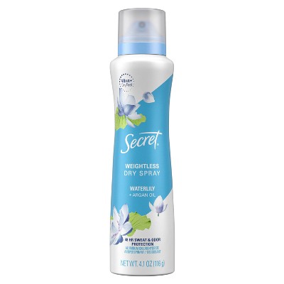 Secret Dry Spray Antiperspirant Deodorant - Waterlily and Argan Oil - 4.1oz