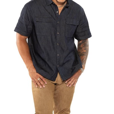 Men's Denim Short Sleeve Buttoned Shirt - ON THIS DAY
