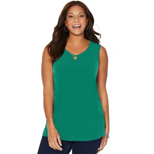Catherines Women's Plus Size Crisscross Timeless Tank - 1 of 4