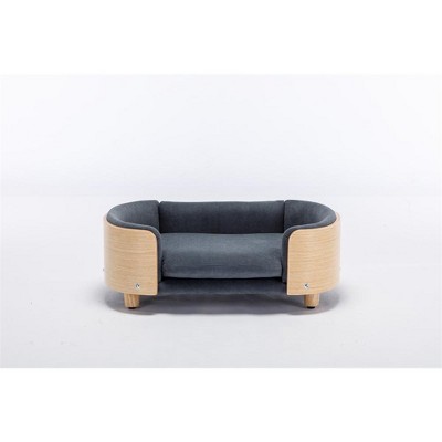 OUTSUPPLY Dog Bed with Solid Wood Legs, Velvet Cushion Pet Sofa for Mid-Size Dogs & Cats
