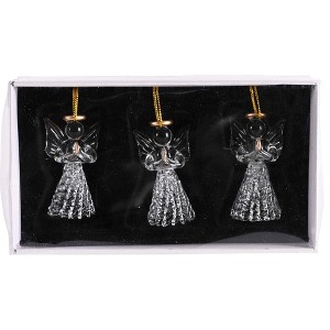 Dickson's Praying Angel Halo - 3.5 x 6.5 Inch Clear/Gold Tone Glass Decorative Hanging Ornament; Box of 3 - 1 of 2