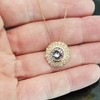 Pompeii3 7mm Morganite & 1/4ct Diamond Vintage Halo Antique Pendant 14K Rose Gold & Chain - 2 of 3