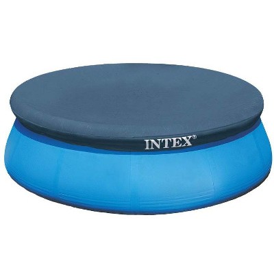 Intex 28023E Easy Set Above Ground Swimming Pool Vinyl Round Cover with Drain Holes and Nylon Tie-Down Ropes, Pool Not Included