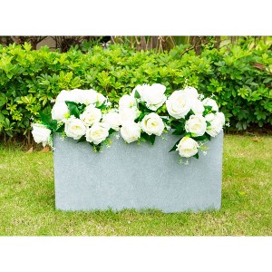 Rosemead Home & Garden, Inc. 12" Wide Modern Rectangular Concrete/Fiberglass Indoor Outdoor Planter Box Slate Gray - 1 of 4