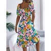 Clearlove Women's Tie Back Square Neck Wrap Ruffle Short Sleeve Waist Cinched Ruffled A-line Dress - 4 of 4