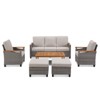 Outdoor Wicker Patio Seating Set All Weather PE Rattan Conversation Set with Cushion - 2 of 4