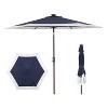 JONATHAN Y Spencer 9 ft. Classic Coastal 2-Tone Solar LED Market Patio Umbrella with 12 LED Strip Lights, Auto-Tilt, Crank and UV Protection - 3 of 4