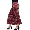 24seven Comfort Apparel Wine Print Elastic Waist A Line Maxi Skirt - 2 of 4