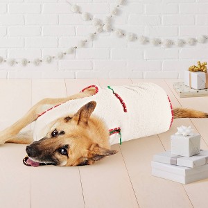 Faux Shearling Zipper with Trim Fleece Dog Vest - Wondershop™ Cream - 1 of 4